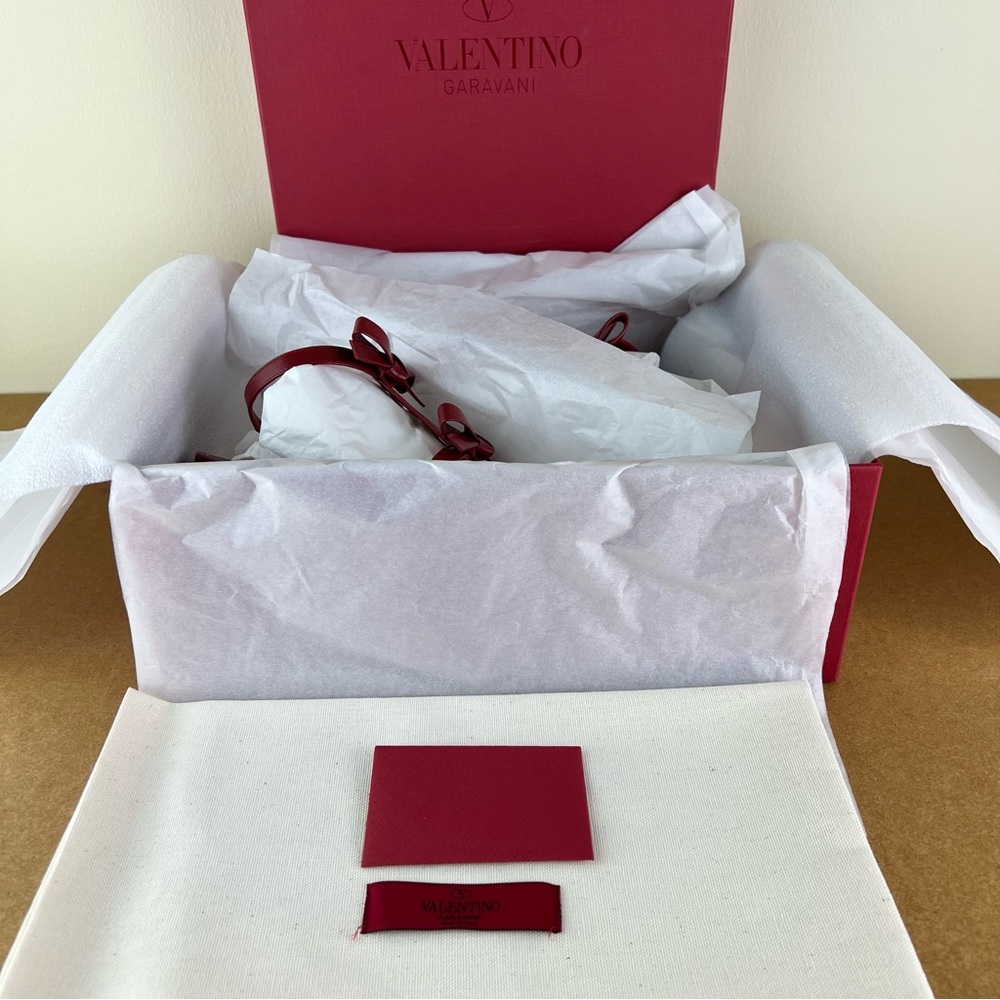 NEW VALENTINO GARAVANI RED BOW LEATHER SANDALS - Picture 14 of 14